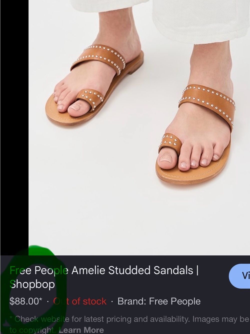 Free People Tan Studded Double-Strap Slide Sandals